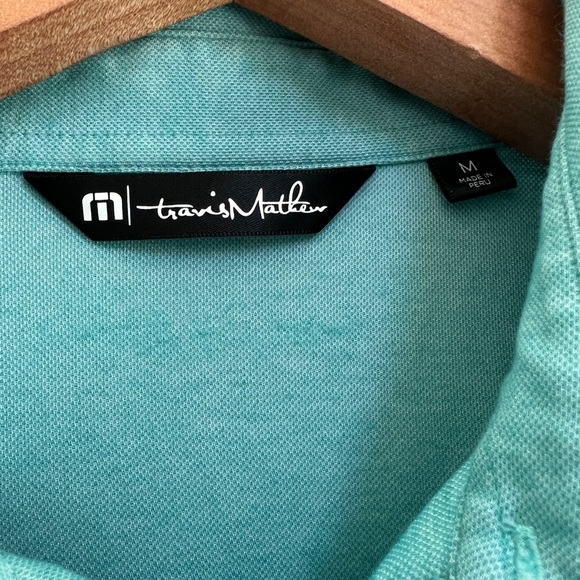 Travis Mathew Men’s Golf Polo Shirt Green with Pocket - Picture 4 of 7